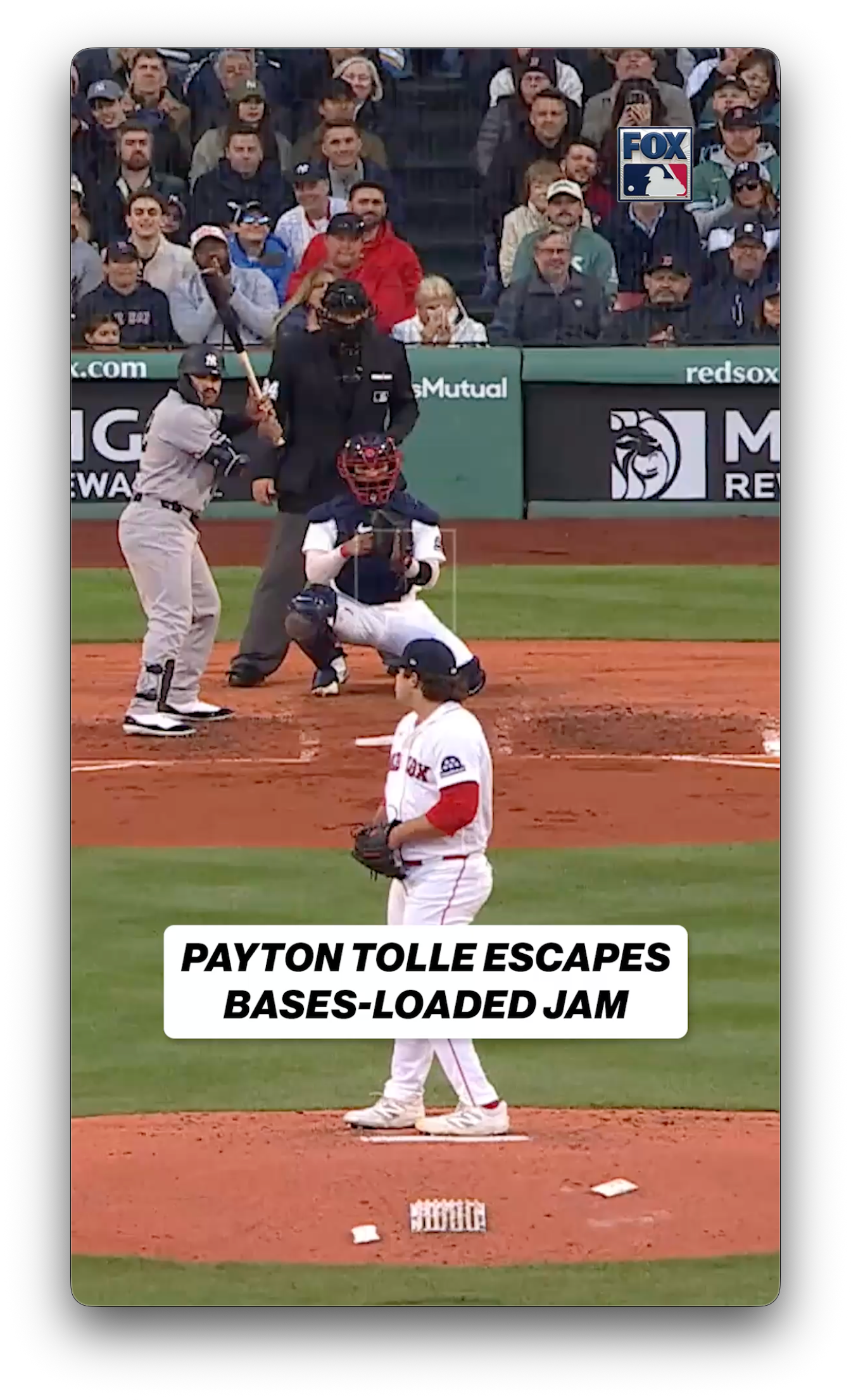 Payton Tolle FIRED UP after eighth strikeout tonight 🔥