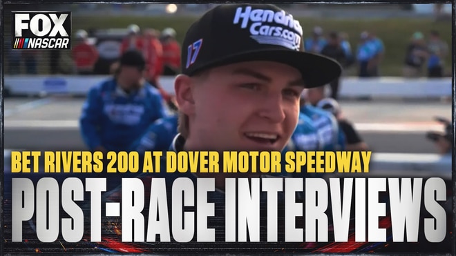 Corey Day and Justin Allgaier after BetRivers 200 at Dover Motor Speedway 🎤 NASCAR on FOX