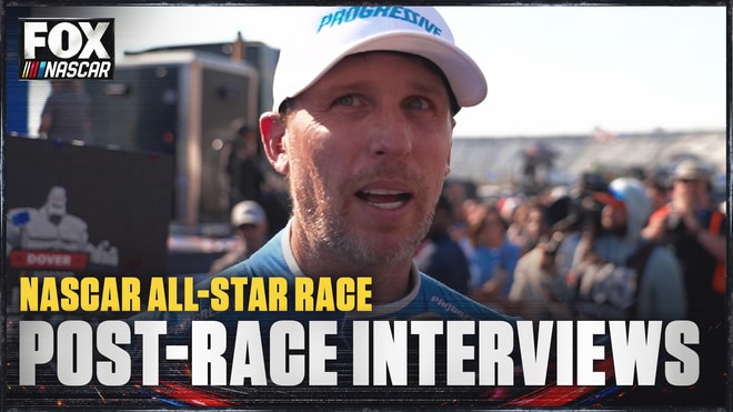 Denny Hamlin and Chase Briscoe after NASCAR All-Star Race at Dover Motor Speedway 🎤 NASCAR on FOX