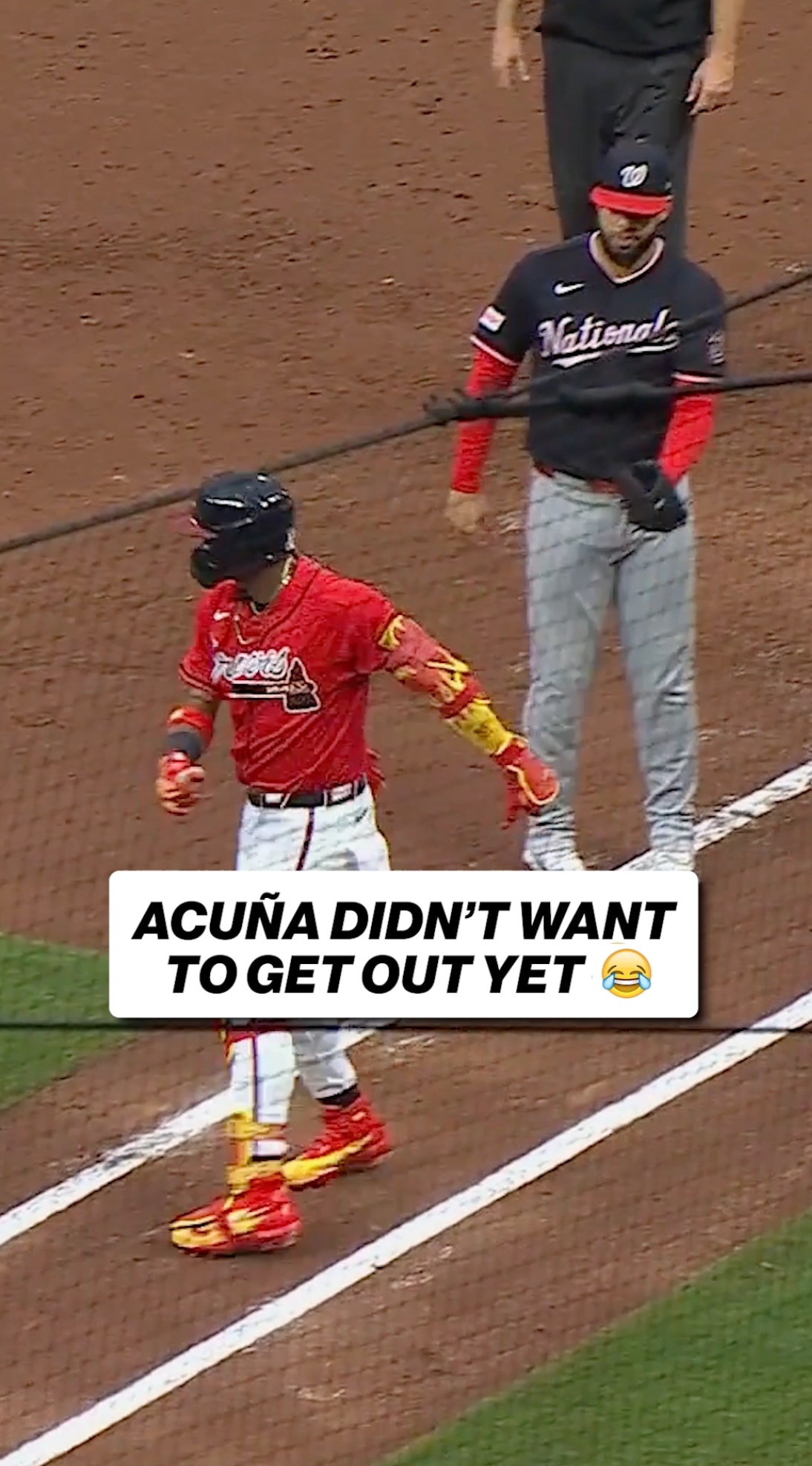 Ronald Acuña Jr. didn't want to get tagged out quite yet 😅