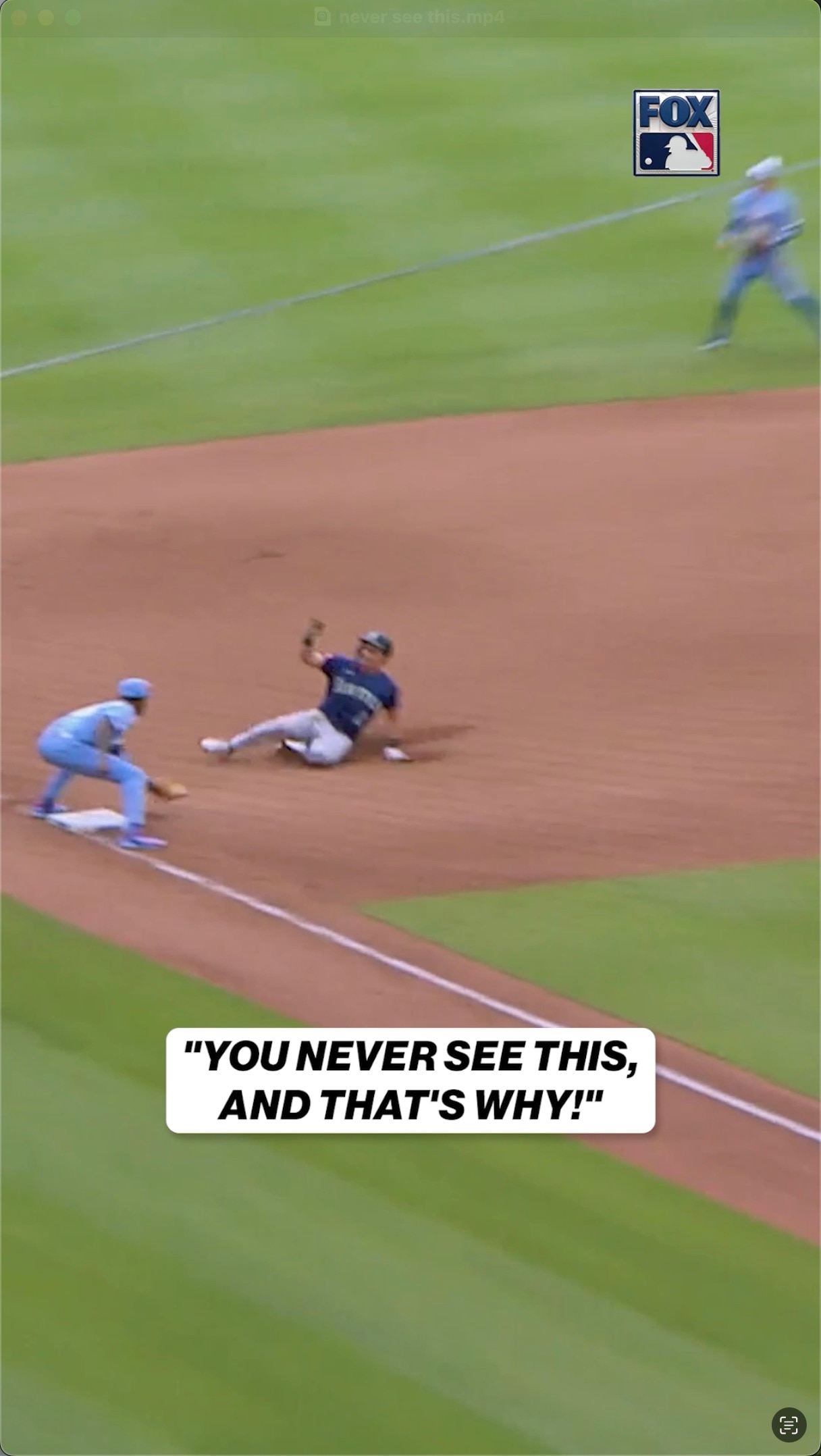 Cole Young was thrown out at third base 👀