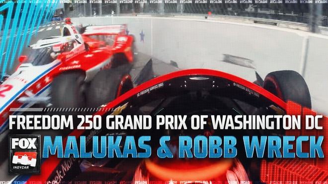 David Malukas Hits Wall Before Sting Ray Robb Collides With His Car 🏁 INDYCAR on FOX