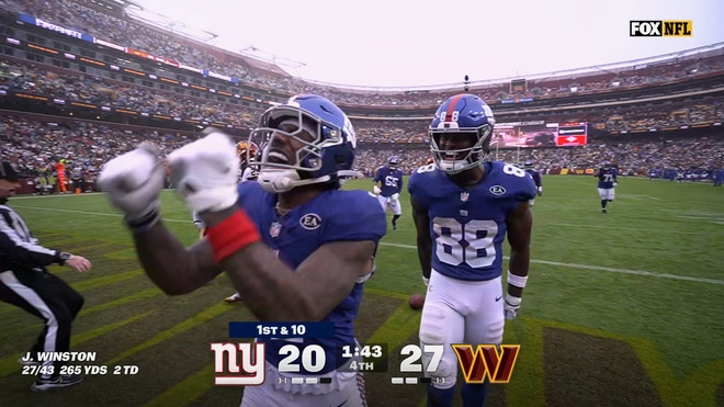 Giants' Jameis Winston finds Malik Nabers for 17-yard TD to tie game late in 4th quarter vs Commanders | NFL Highlights