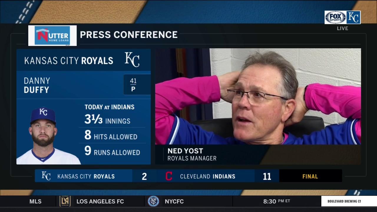 Yost says Duffy 'struggled to get it down in the zone' vs. Indians