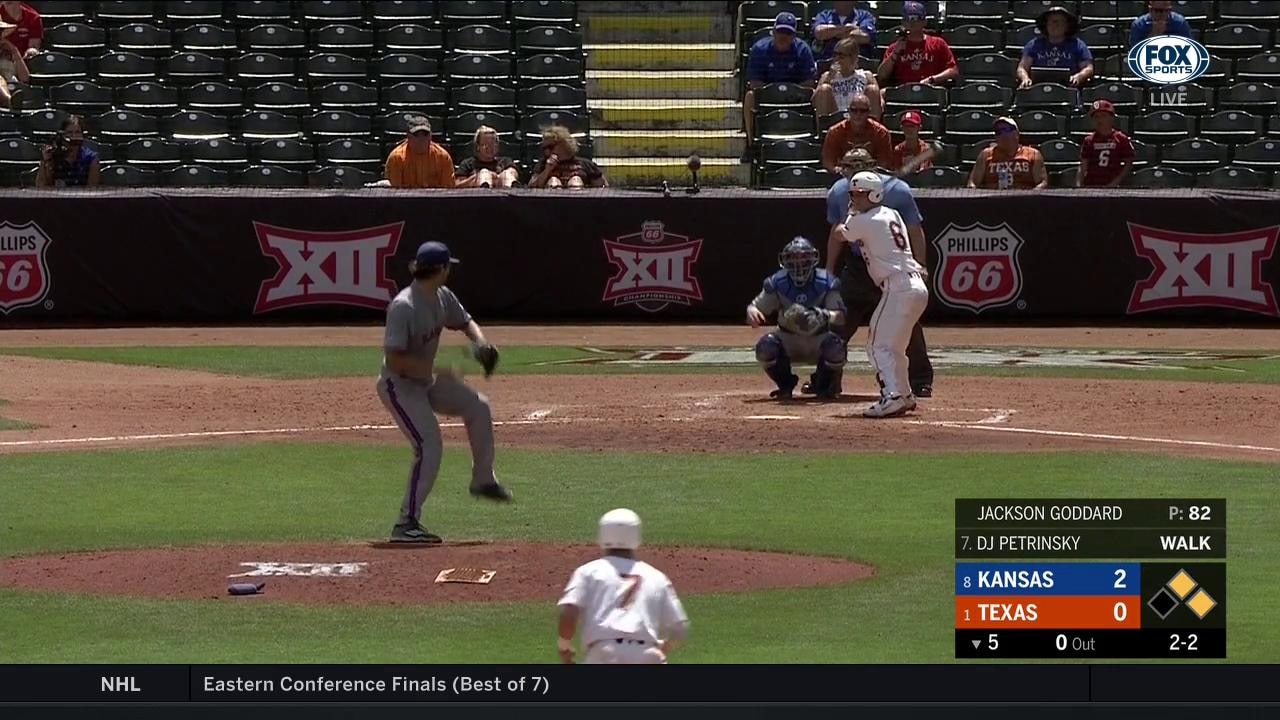 WATCH: Texas on the board with DJ Petrinsky RBI single | Big 12 Baseball Tournament