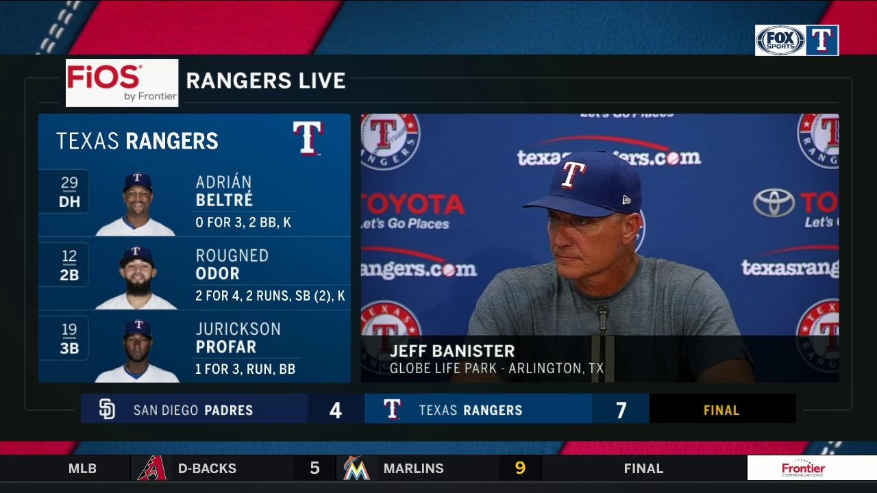 Jeff Banister on the bullpen for Texas in win over San Diego