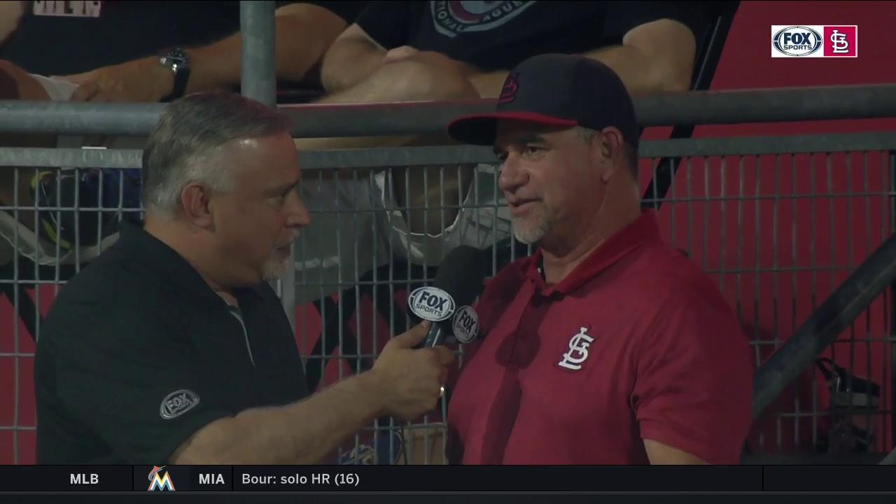 Ramon Poncedeleon reacts after his son's major league debut