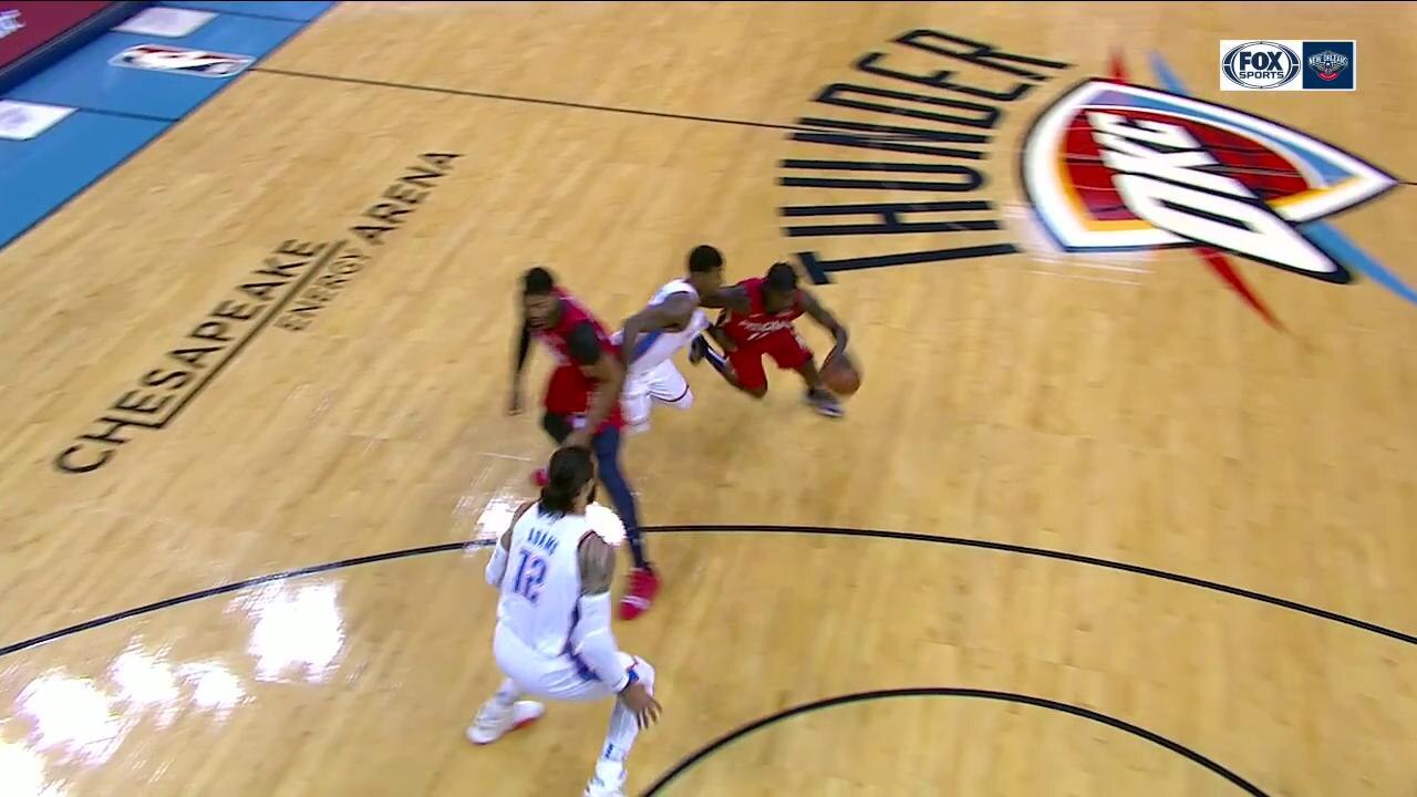 HIGHLIGHTS: Jrue Holiday throws it up for the Anthony Davis Dunk