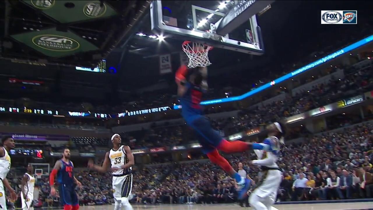 HIGHLIGHTS: A CONTORTED Paul George finds a way get it to fall