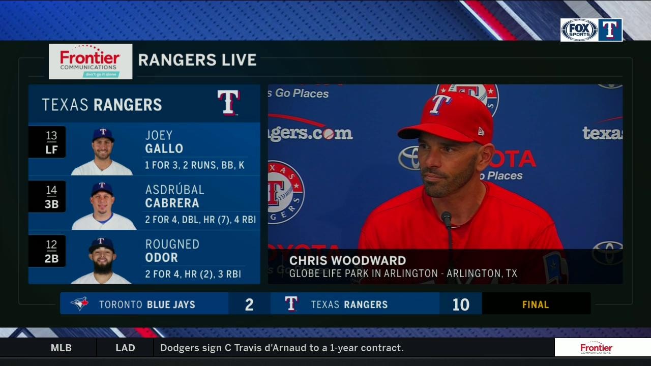 Woody talks Cabrera At Bat in Texas' 10-2 Win over Toronto
