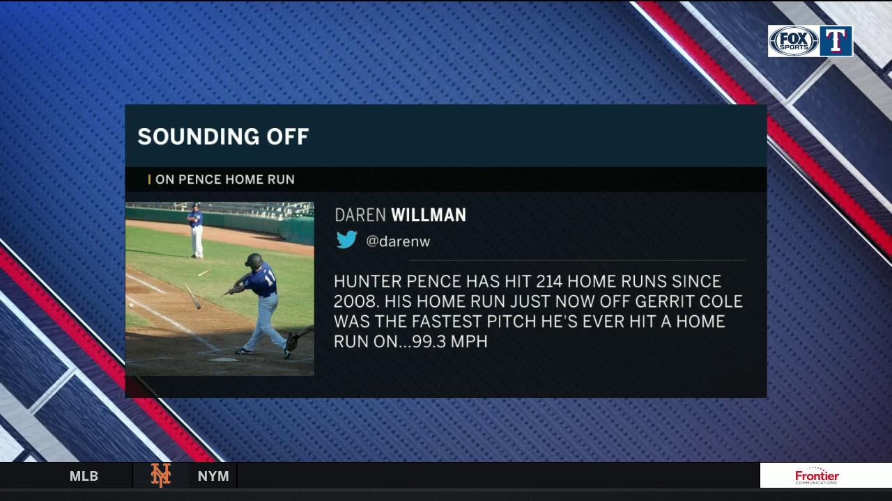 Hunter Pence hits home run on fastest pitch ever | Rangers Live