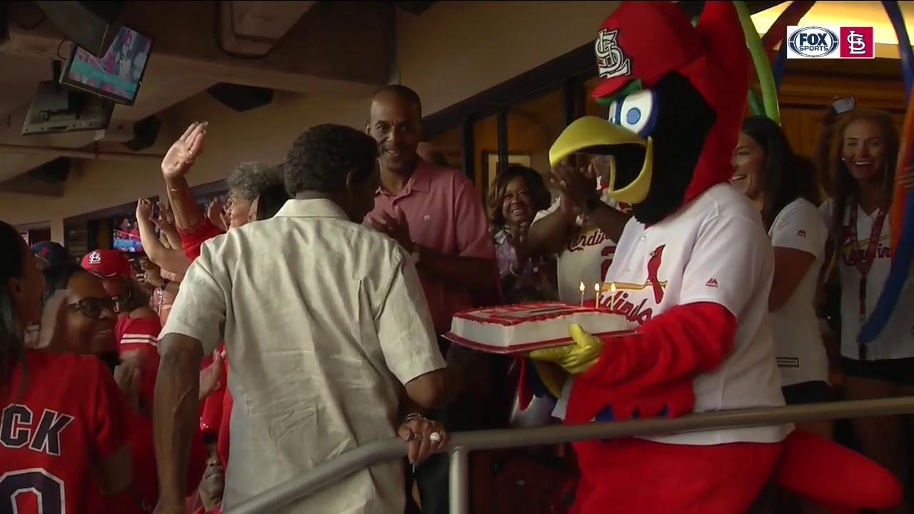 Lou Brock celebrates his 80th birthday at Busch Stadium