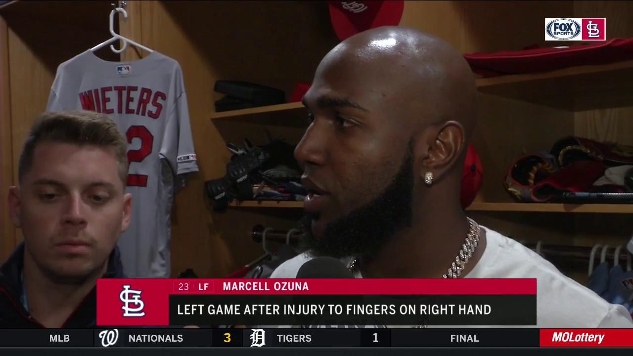 Ozuna: Finger 'swolen right now... will be woozy'