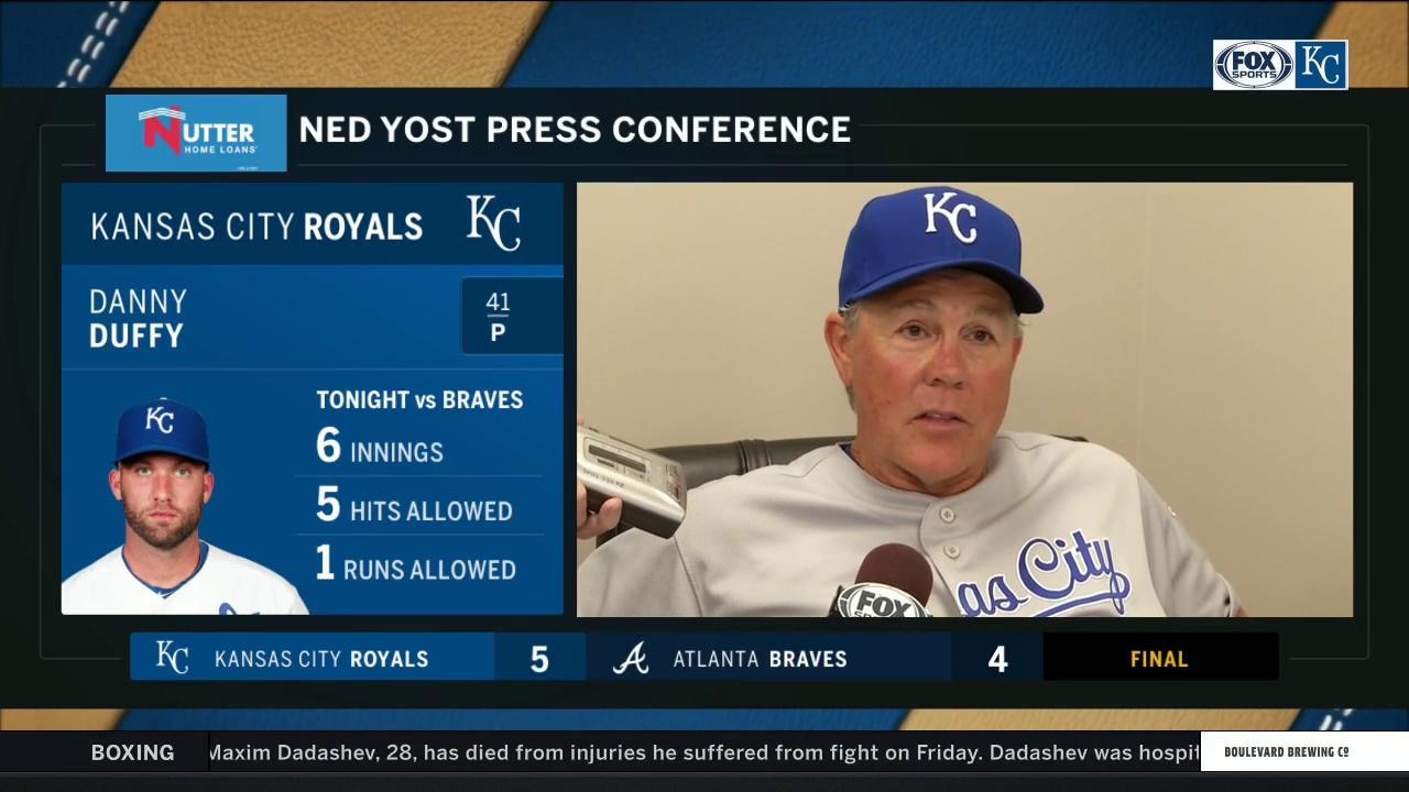 Yost: 'I thought Duffy threw the ball really, really well' against Braves