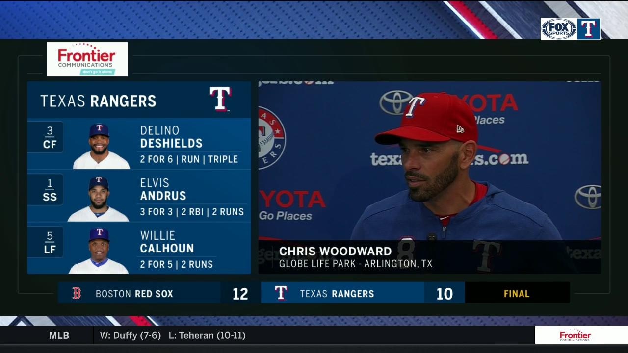 Chris Woodward on the Rangers battling in loss to Red Sox