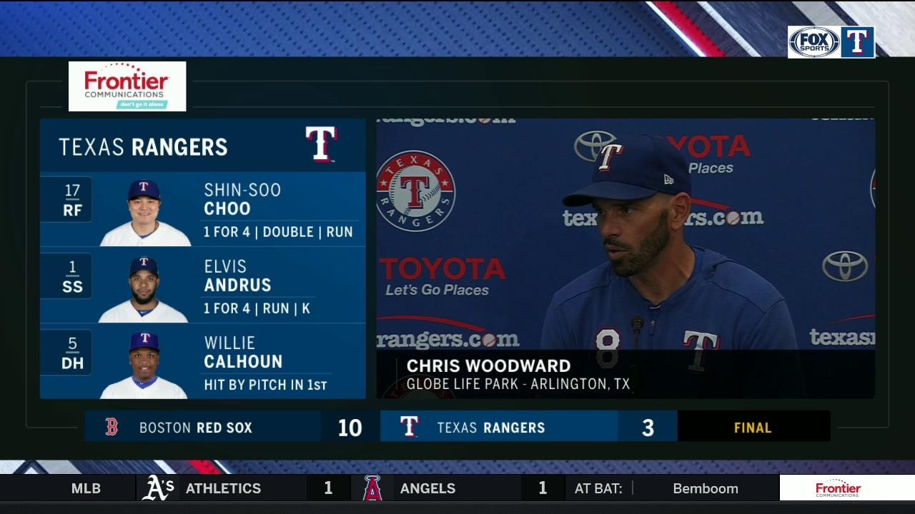 Chris Woodward on Rangers adjustments in 10-3 loss