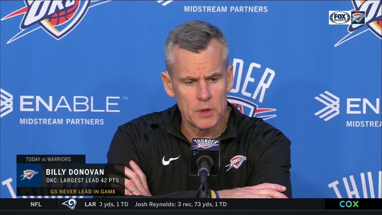 Billy Donovan talks after his 200th NBA win