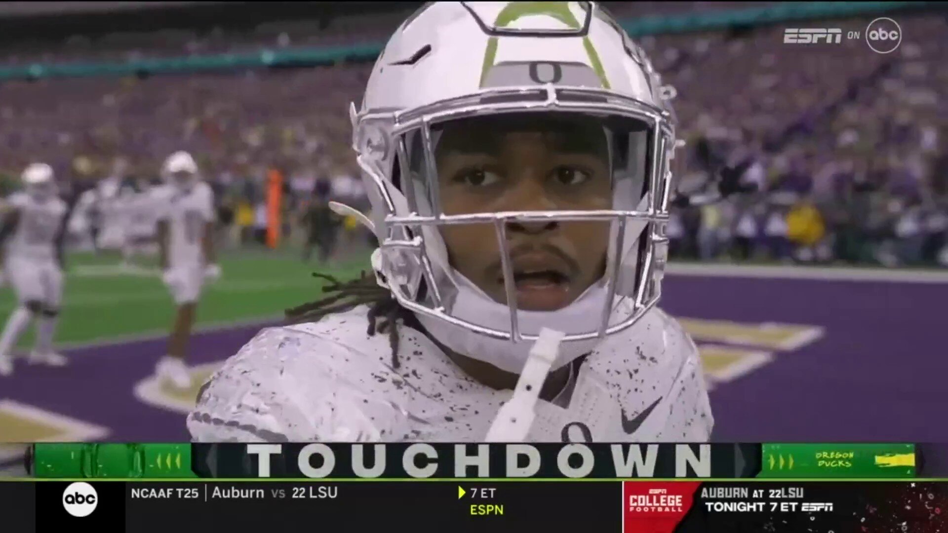 Oregon's Jordan James scores 10-yard rushing touchdown giving Ducks a 33-29 lead over Washington