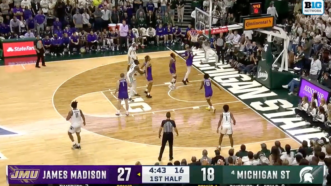 Coen Carr scores, plus a foul to trim JMU's lead vs. Michigan State