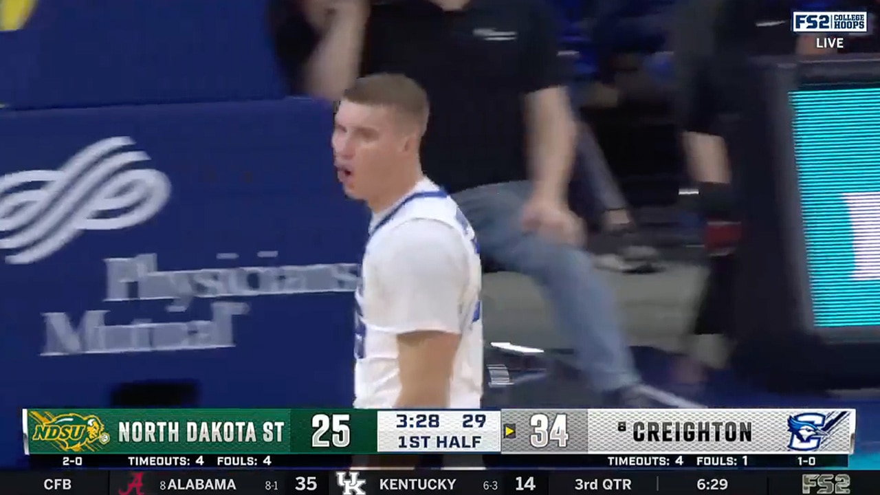 Creighton's Baylor Scheierman breaks his defenders ankles and hits a three