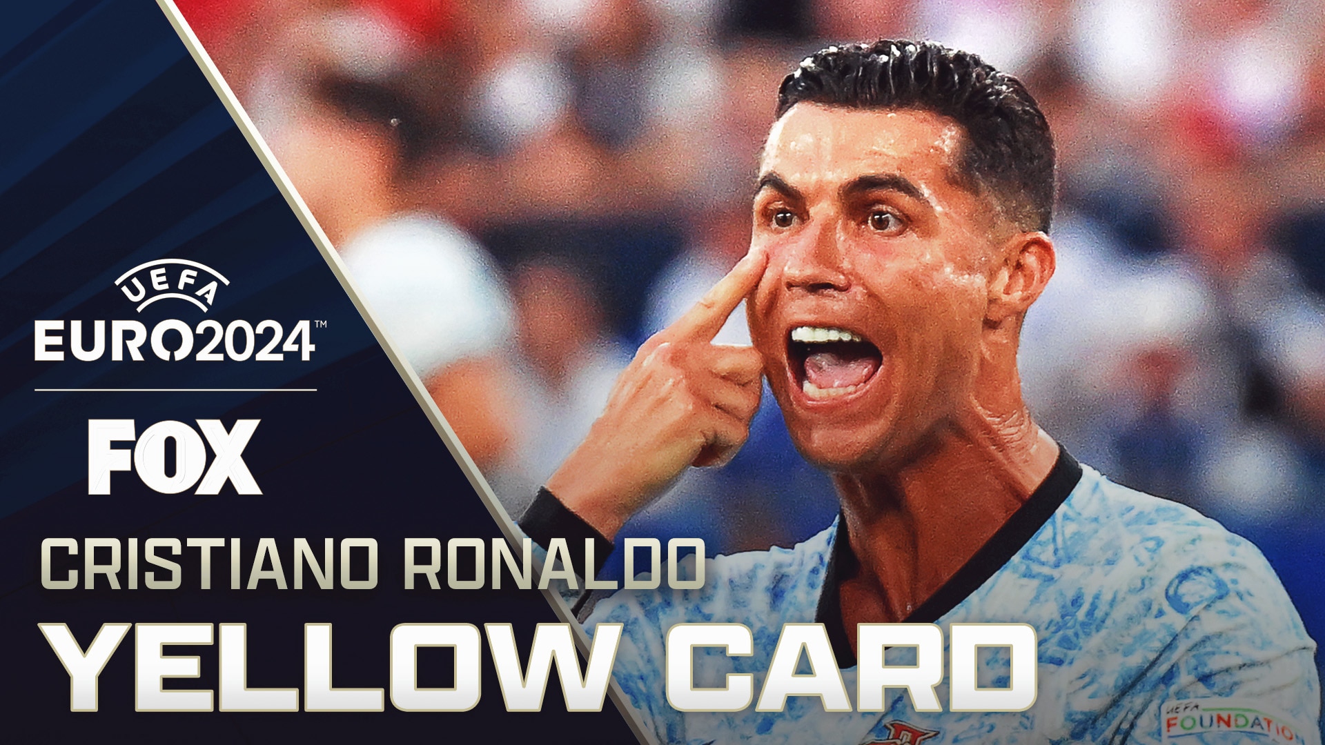 Cristiano Ronaldo is LIVID after contact in the box and receives yellow card vs. Georgia