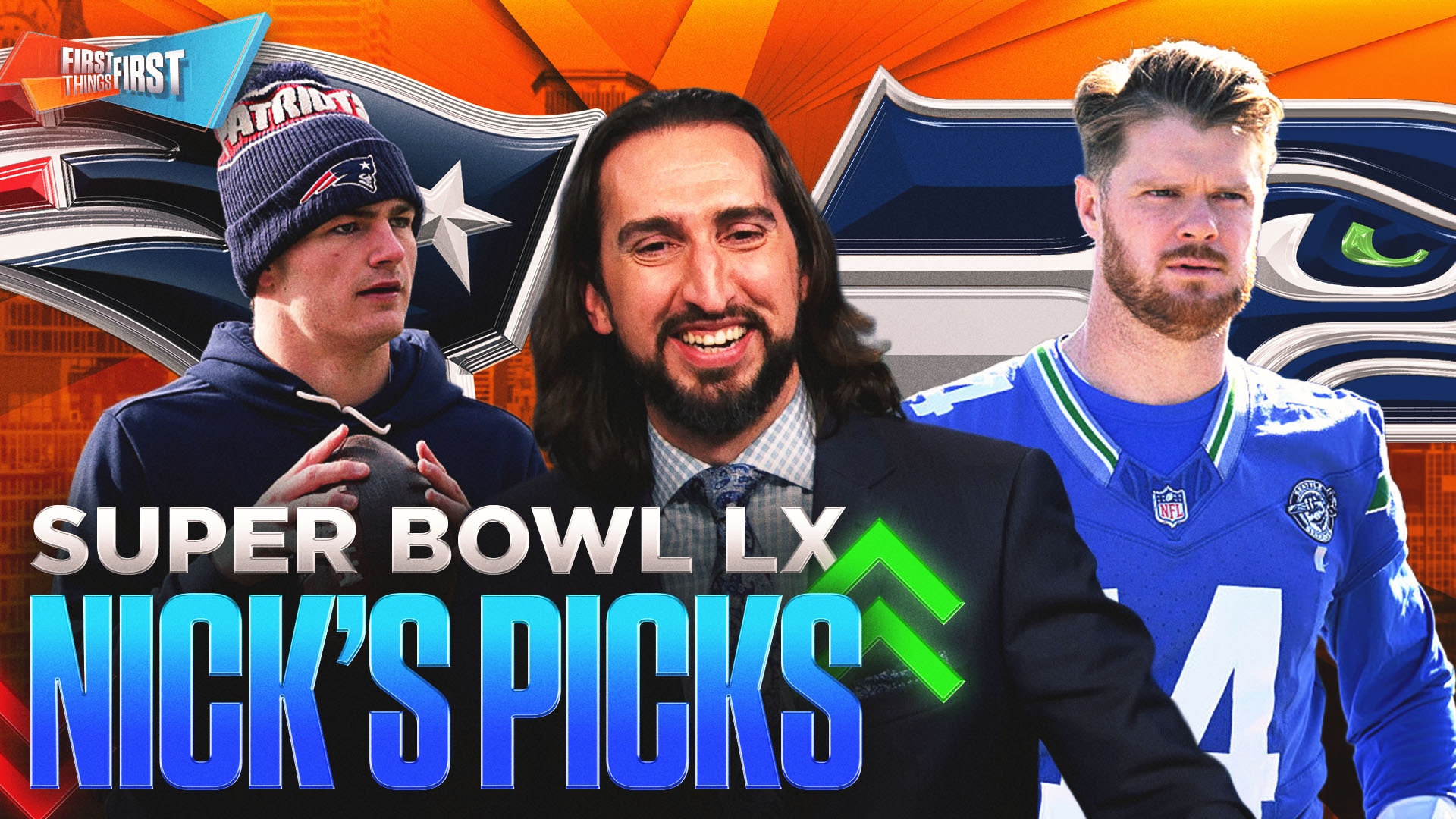 Nick Wright unveils his Super Bowl LX pick, Patriots and Seahawks prop bets 💰 | First Things First