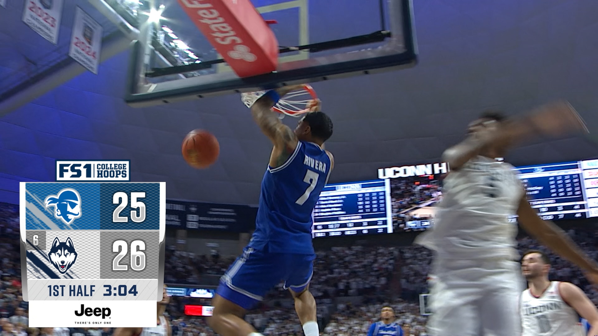 Seton Hall's Josh Rivera throws down alley-oop, taking lead over UConn