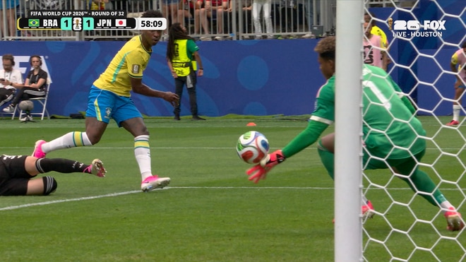 Japan's Zion Suzuki makes fingertip save, keeping score level vs Brazil | 2026 FIFA World Cup™