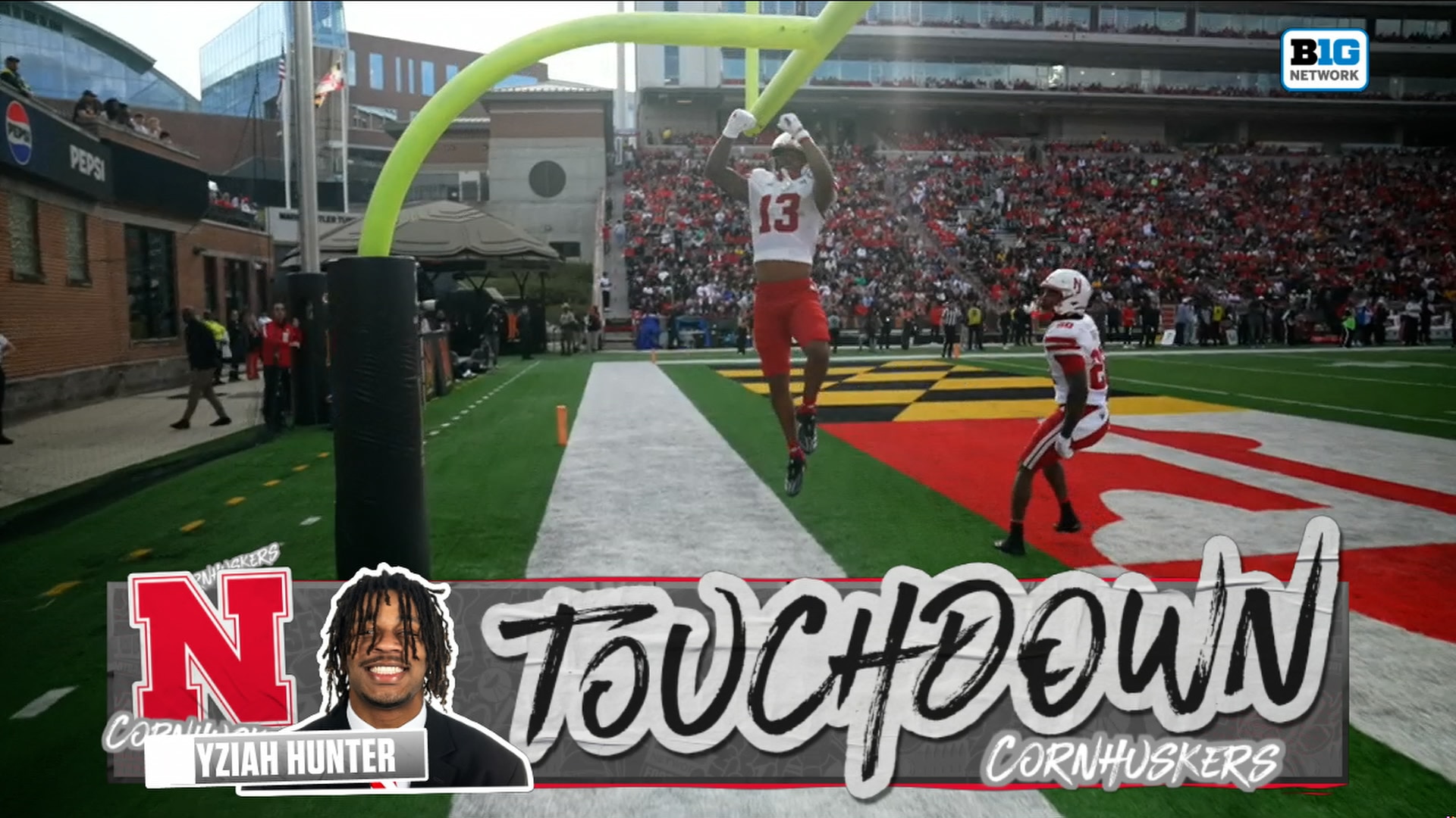 Dylan Raiola's 64-yard TD to Nyziah Hunter gives Nebraska the lead over Maryland