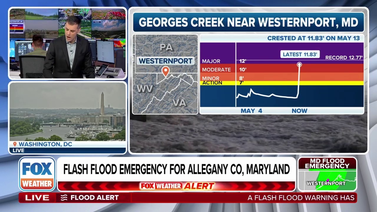 Watch Flash Flood Emergency issued for western Maryland as torrential ...