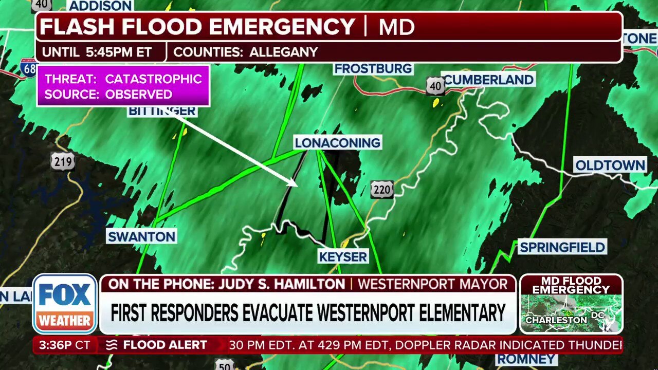 Heavy rain and flooding continue to plague Allegany County, Maryland, prompting a flash flood emergency