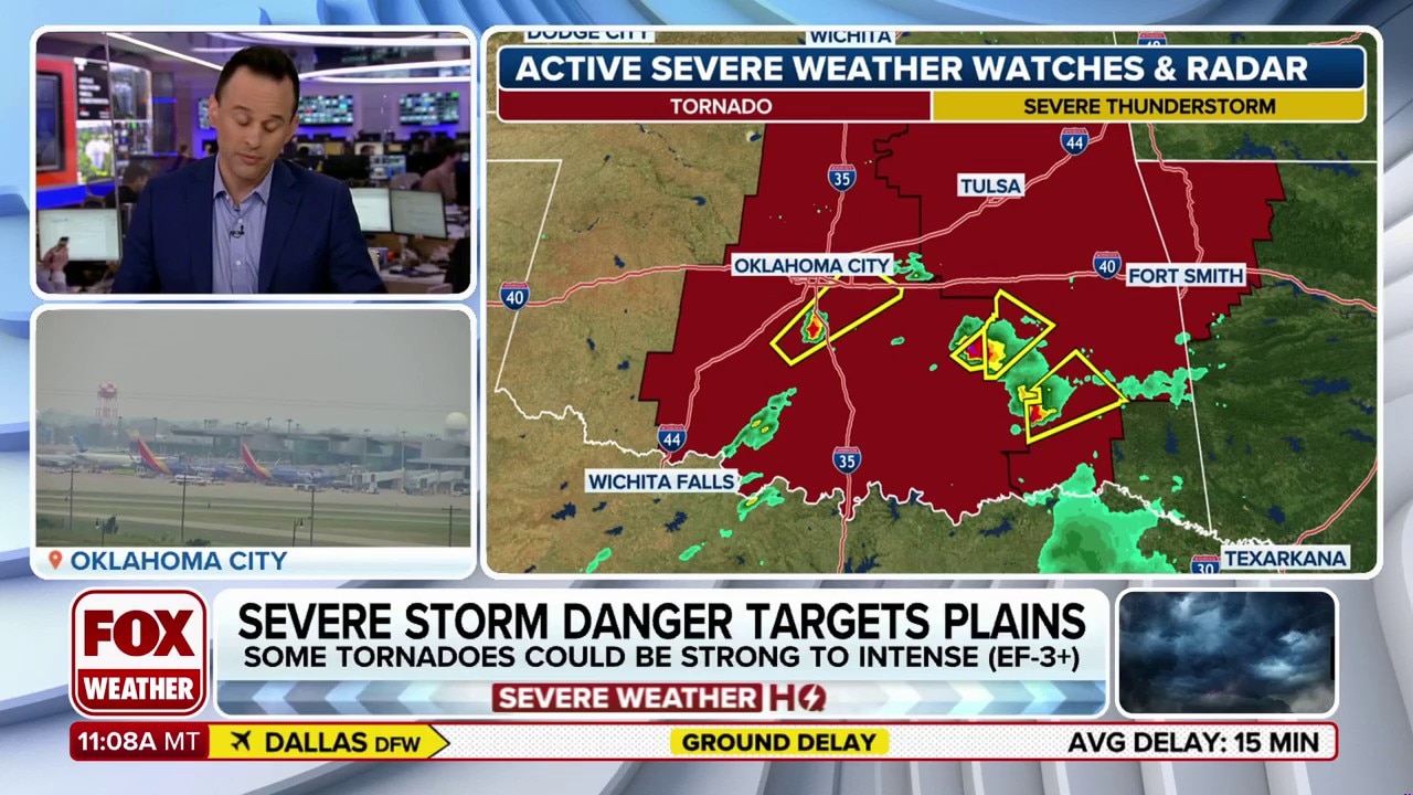 Tornado Watch issued in Oklahoma, Arkansas as dangerous severe storms lurk Monday afternoon