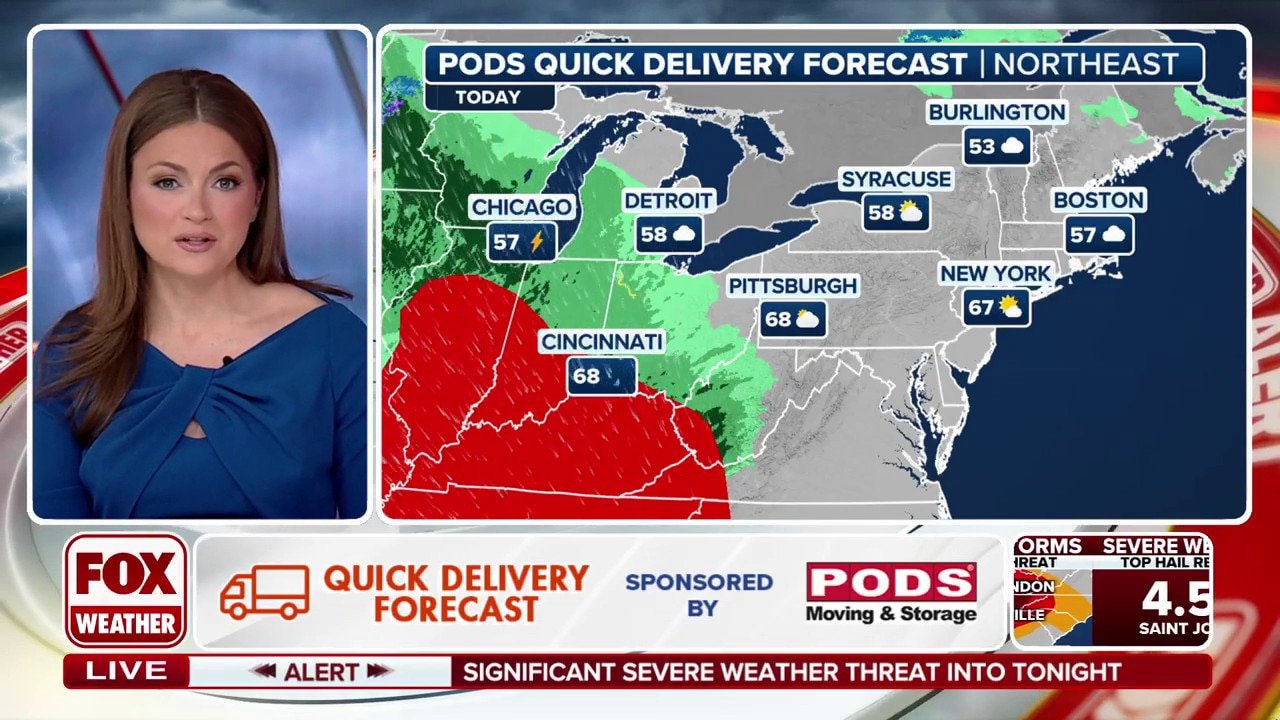 PODS quick delivery forecast: Beautiful moving day in Northeast before potentially flooding rain arrives