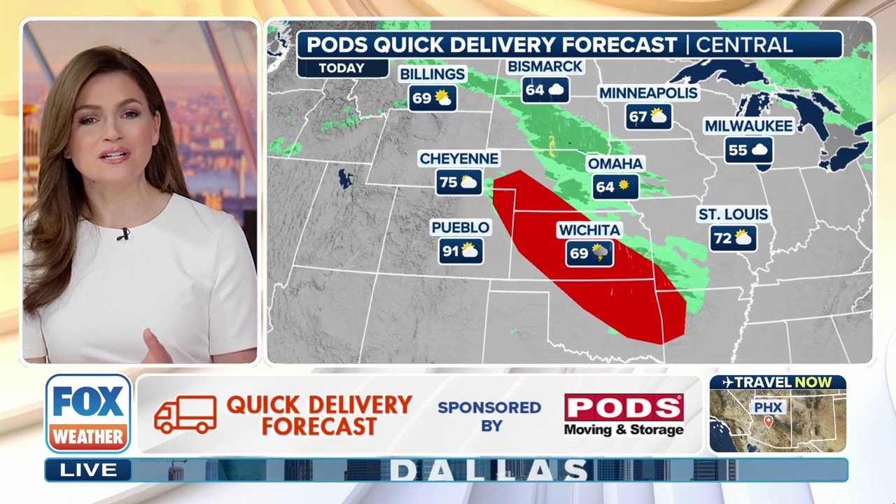 PODS quick delivery forecast: Possible afternoon storms along Gulf Coast, central Plains