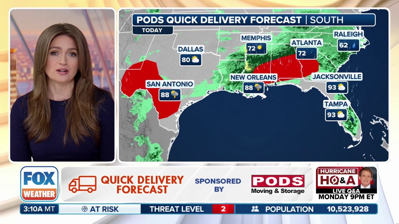 PODS quick delivery forecast: Severe storms target South