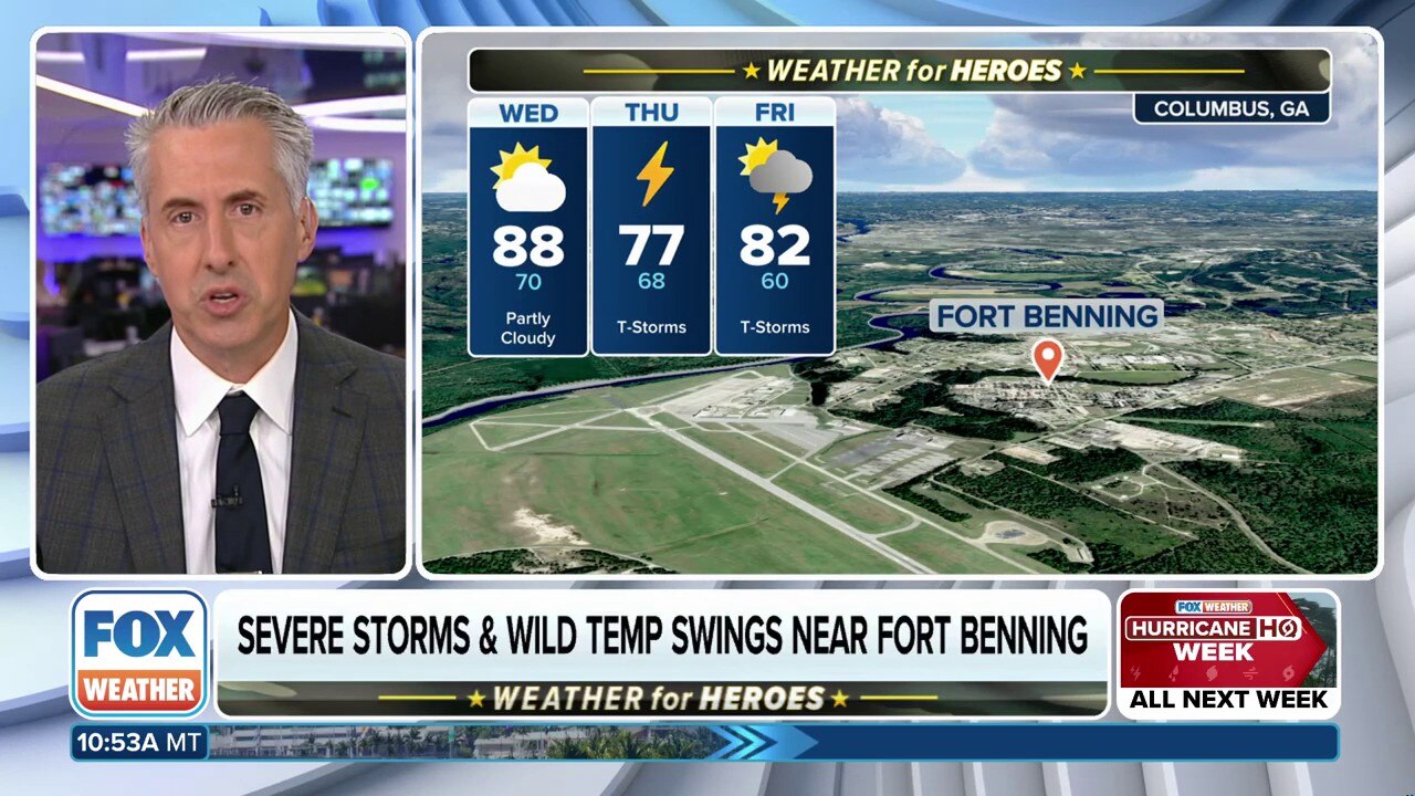 Weather for Heroes: Thunderstorms likely over Fort Benning, Georgia, this week