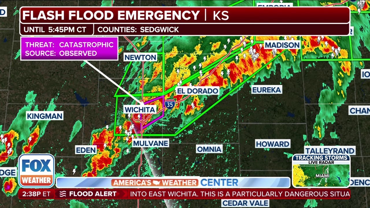 Flash Flood Emergency issued around Wichita, Kansas 