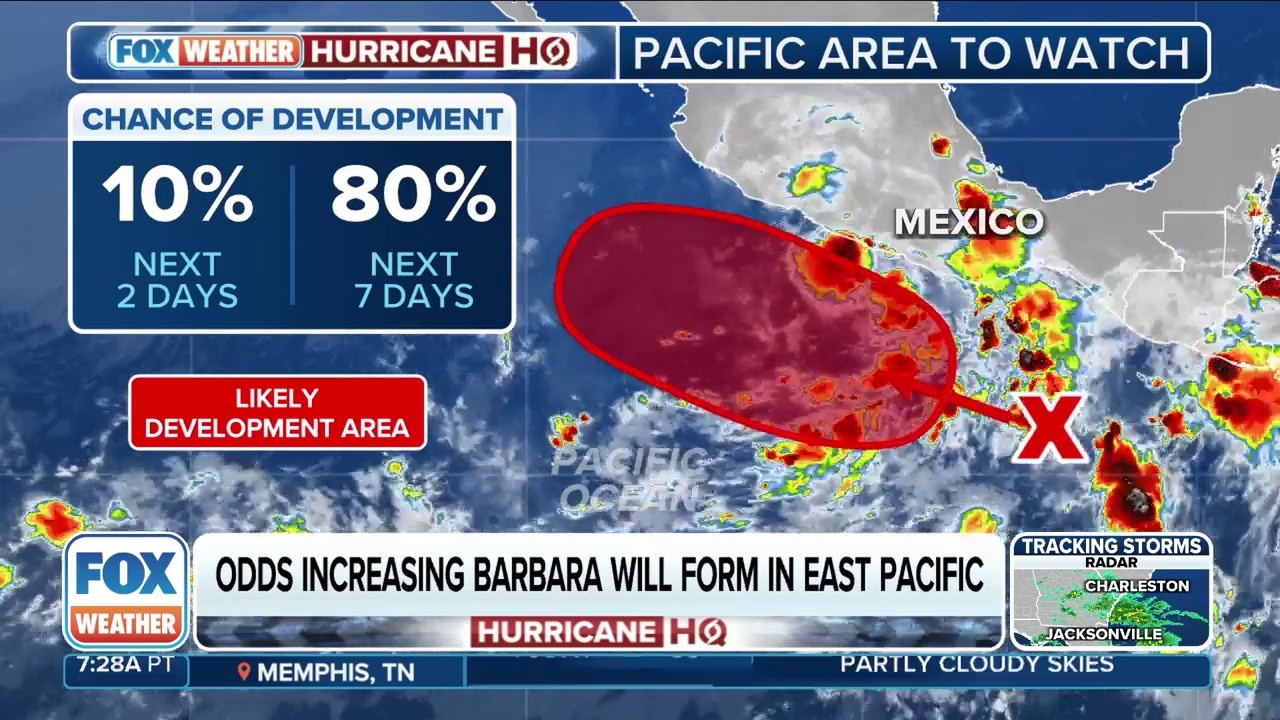 Tropical depression likely to form in Eastern Pacific south of Mexico