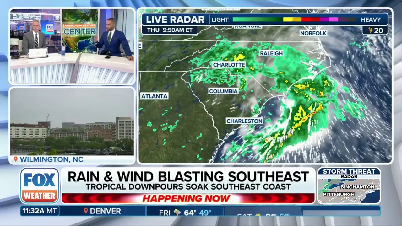 Southeast getting slammed by rain & wind