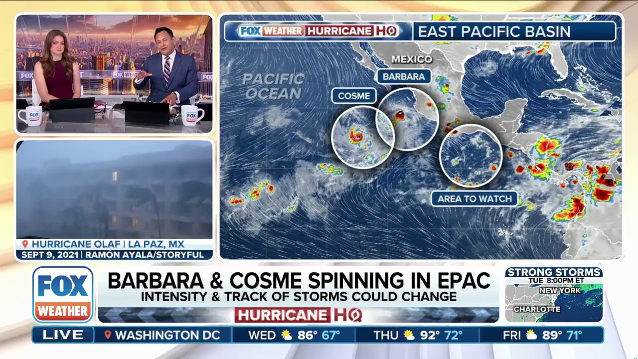 Barbara briefly becomes Eastern Pacific's first hurricane of season; Cosme not far behind