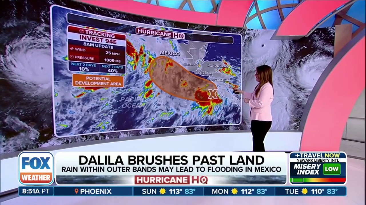 Dalila brushes past Mexico, tropical alerts in place