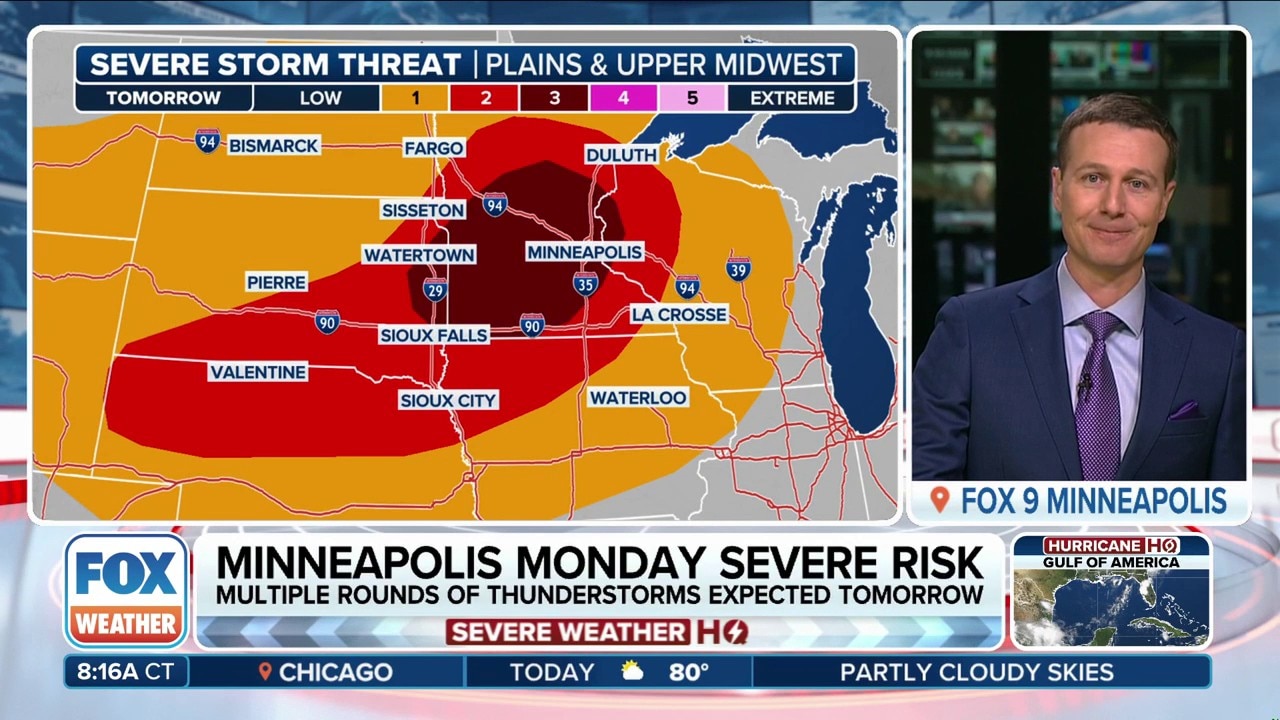 Severe weather threatens millions in Minneapolis area on Monday