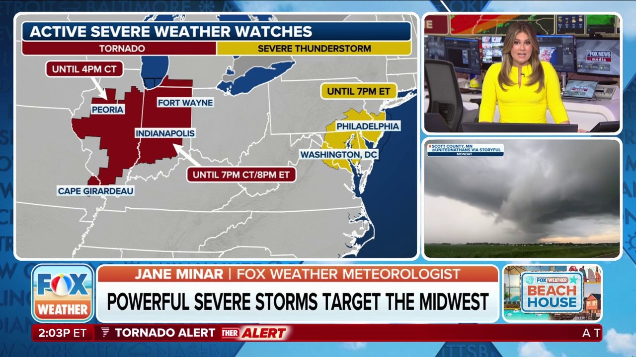Indianapolis, Chicago under tornado watch as severe storms power up