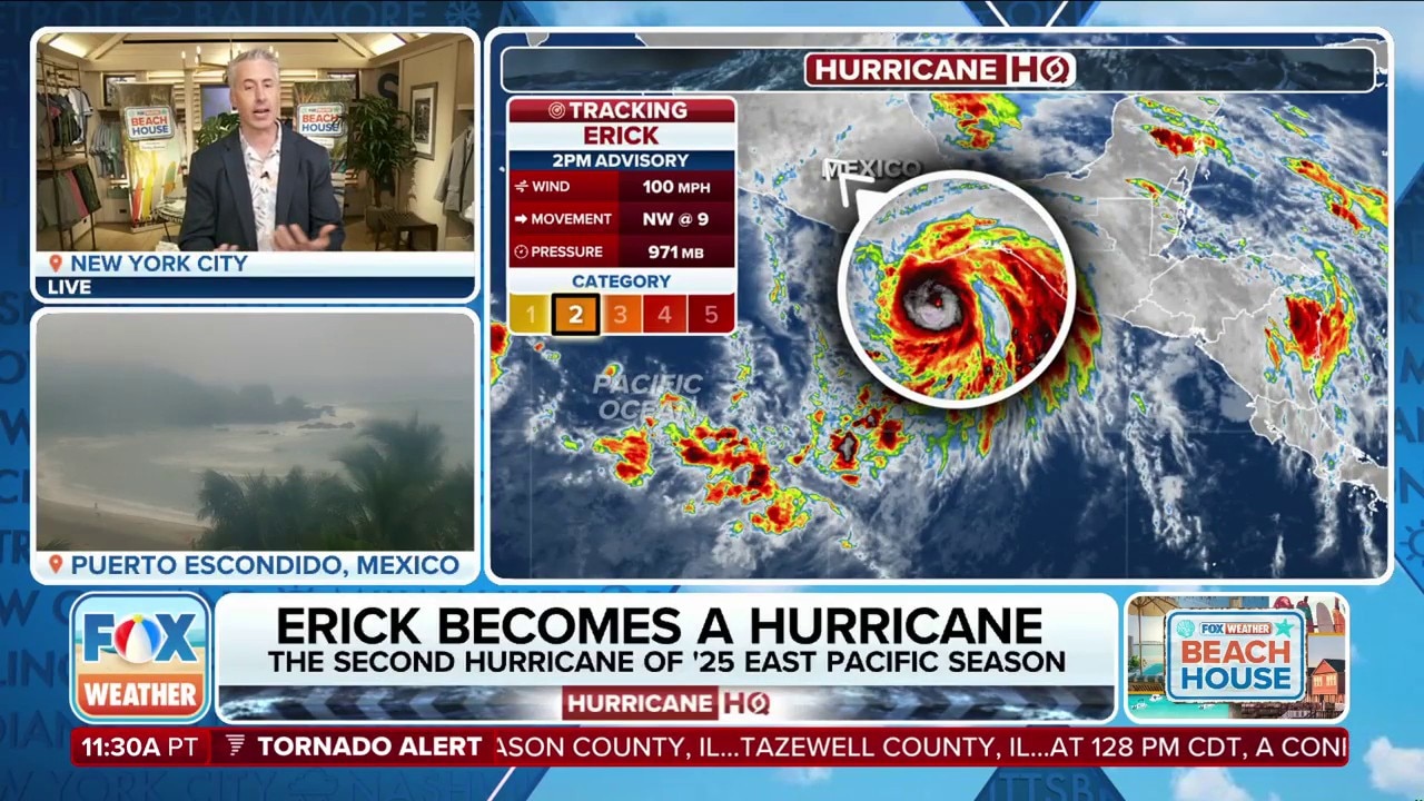 Hurricane Erick reaches Category 2 storm in Eastern Pacific with 100 mph winds