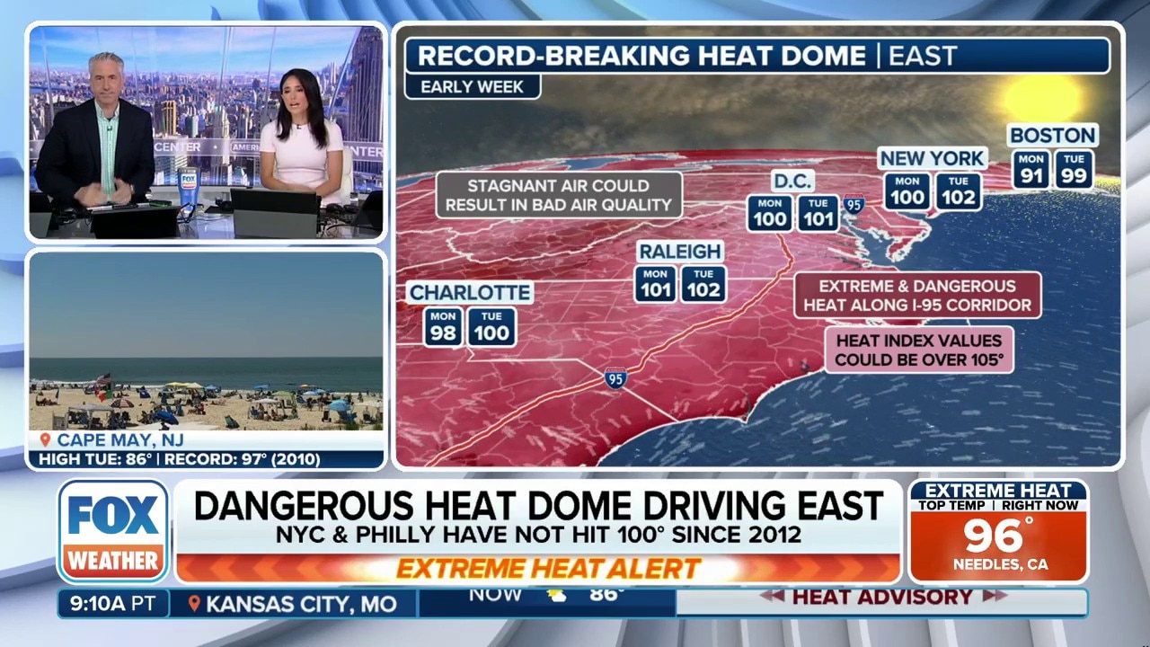 Heat dome driving dangerous temperatures east