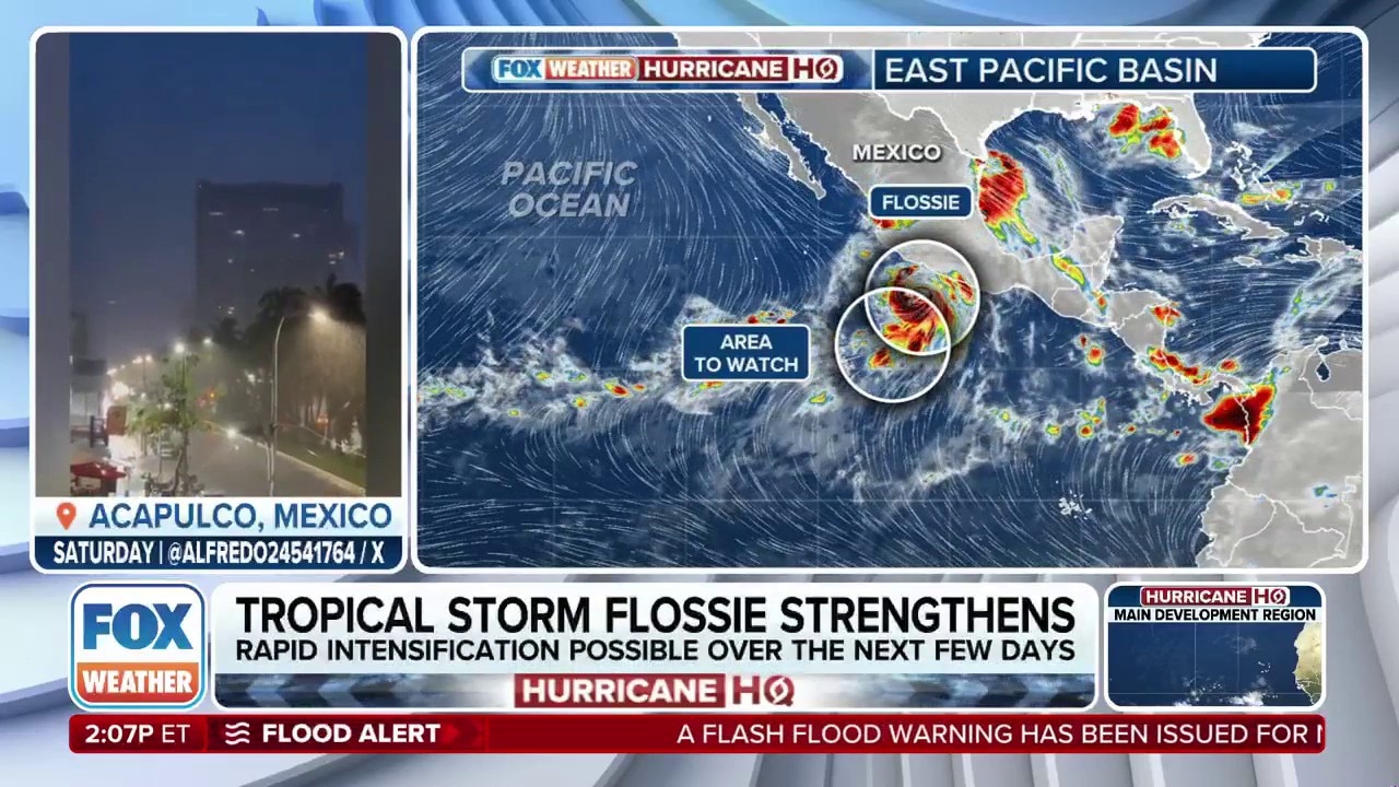 Tropical Storm Flossie continues to strengthen in Eastern Pacific