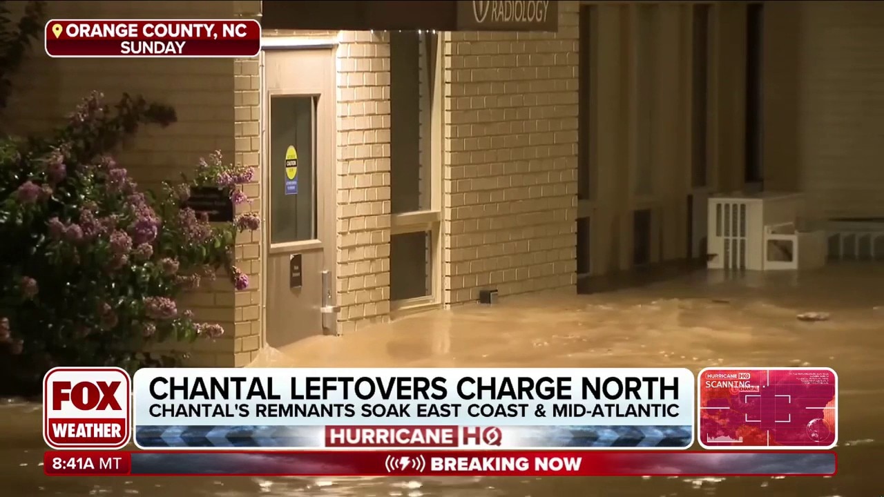 Parts of central North Carolina remain under water Monday after heavy rain from Tropical Depression Chantal, as remnants charge north