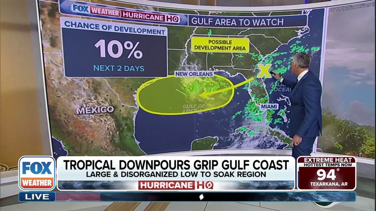 Storm system monitored for possible tropical development in Gulf