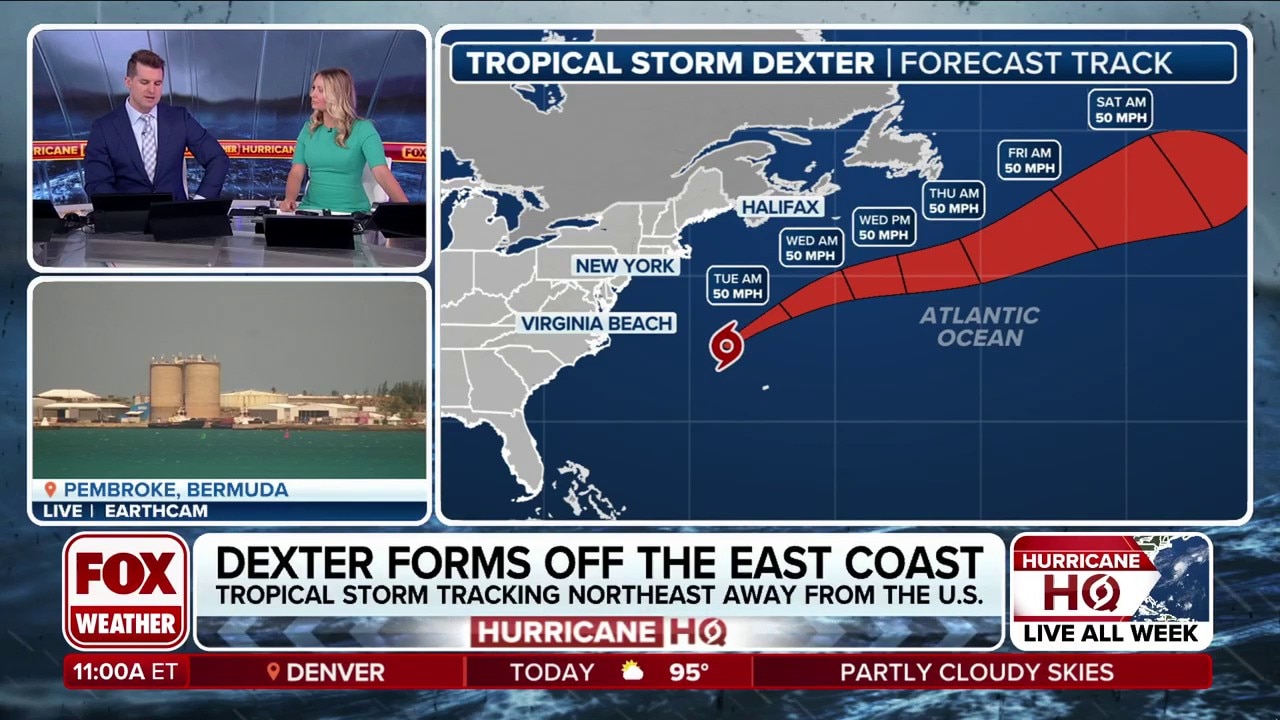 Tropical Storm Dexter continues to pull away from US East Coast