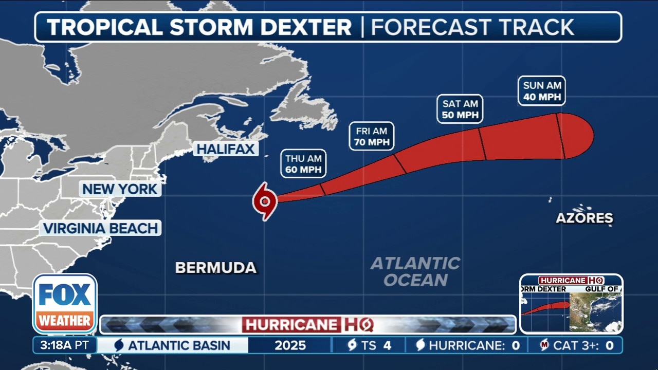 Tropical Storm Dexter strengthens as it pulls away from US
